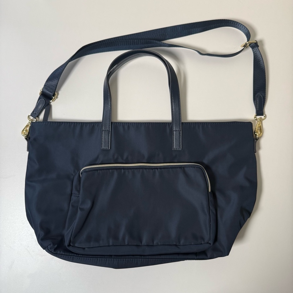 Estee Lauder Navy Blue Nylon Tote Bag with Gold Hardware